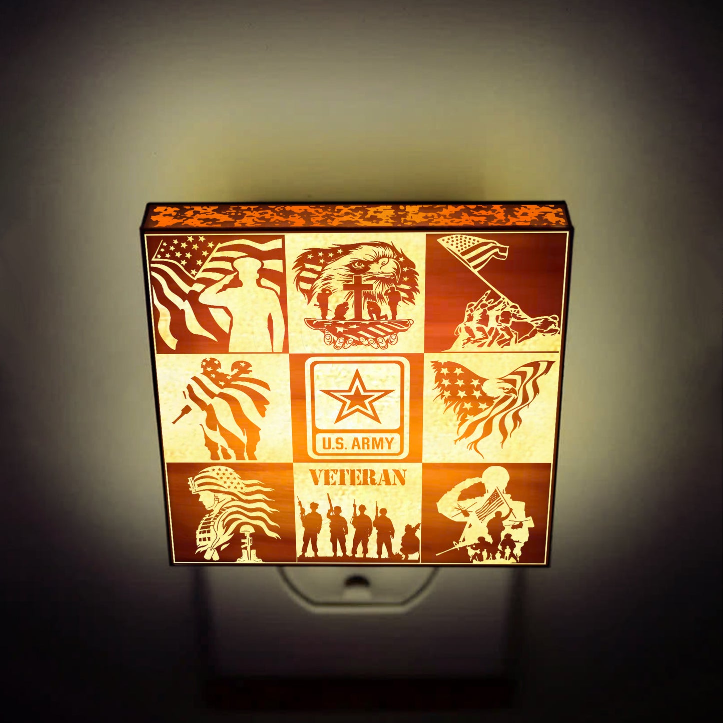 Army Veteran | Artistic Engraved Wooden LED Night Light, NLV0020