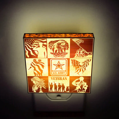 Army Veteran | Artistic Engraved Wooden LED Night Light, NLV0020