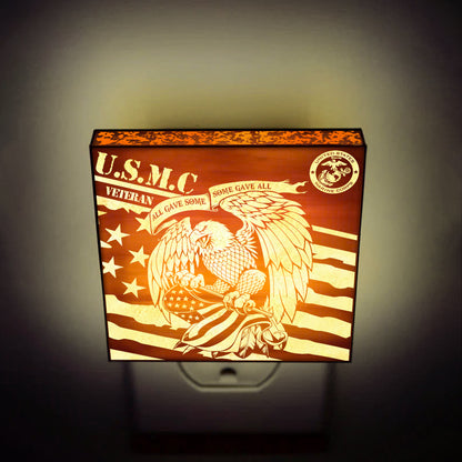 Marine Veteran | All Gave Some - Some Gave All | Artistic Engraved Wooden LED Night Light, NLV0026D