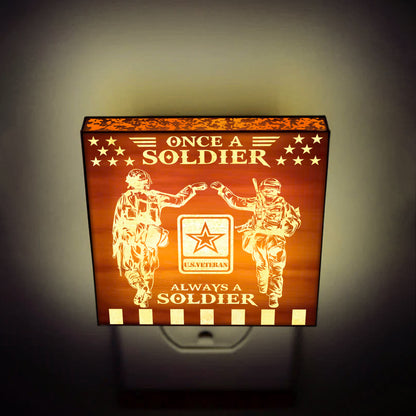 Army Veteran | Once a Soldier, Always a Soldier | Artistic Engraved Wooden LED Night Light, NLV0018A