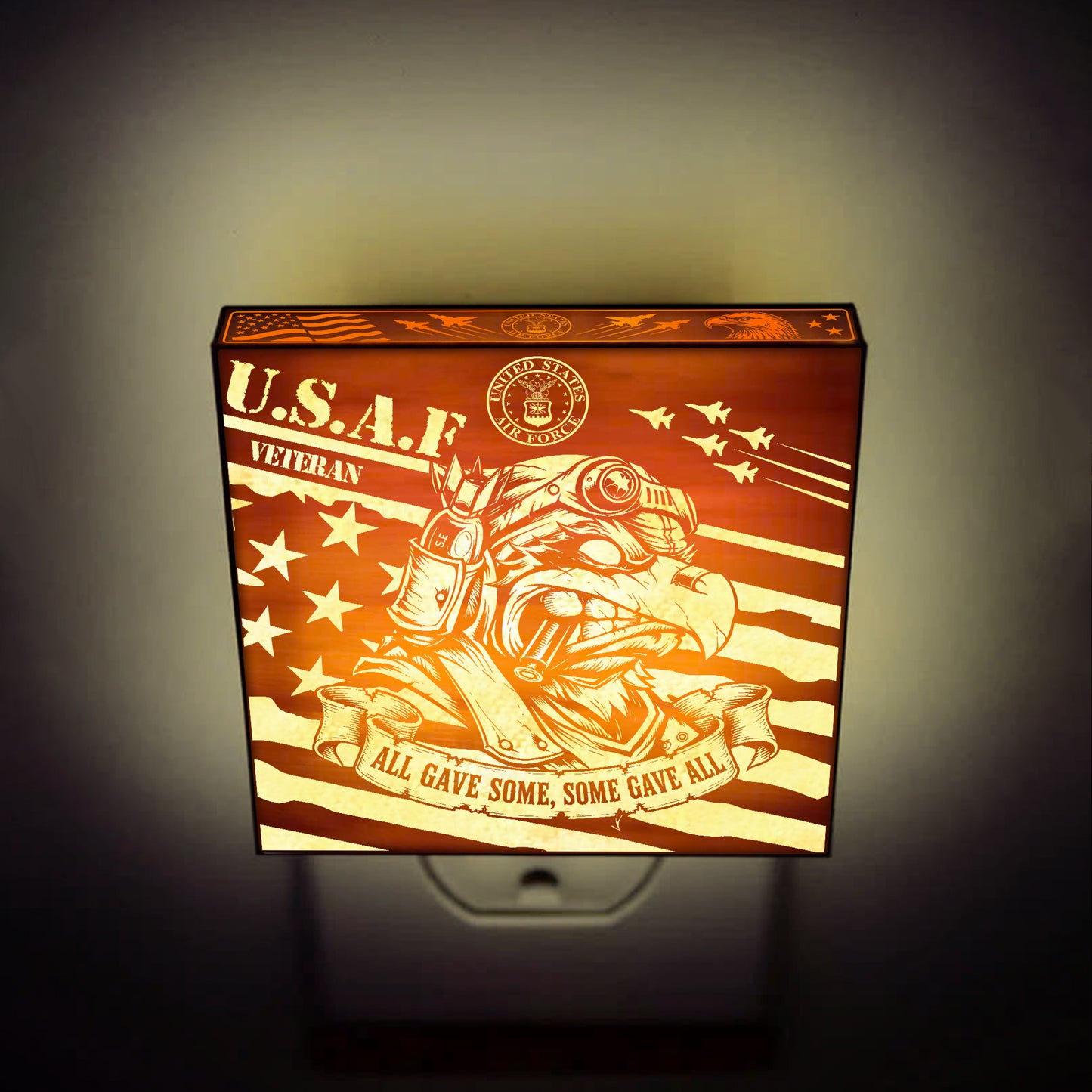 Air Force Veteran | All Gave Some - Some Gave All | Artistic Engraved Wooden LED Night Light, NLV0027