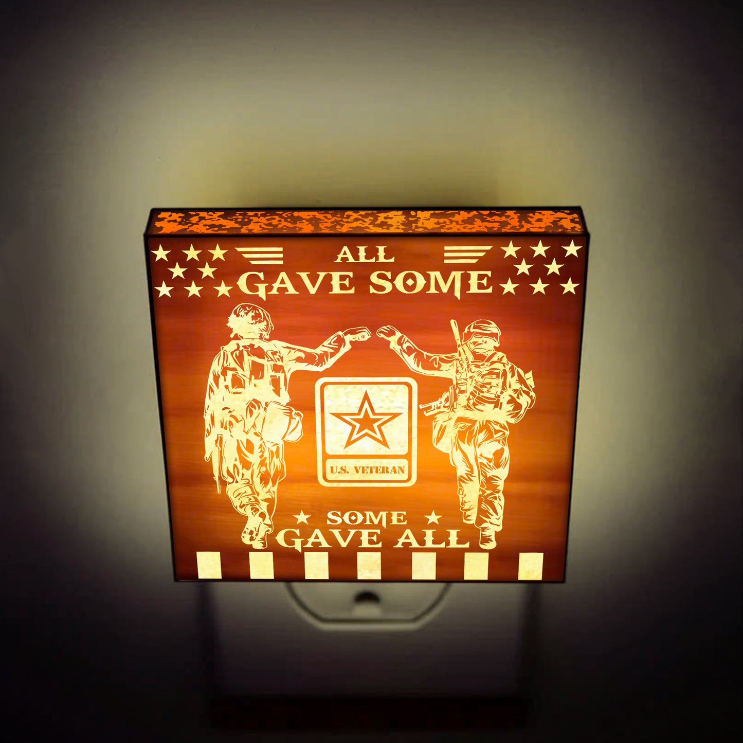Army Veteran | All Gave Some - Some Gave All | Artistic Engraved Wooden LED Night Light, NLV0021