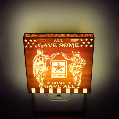 Army Veteran | All Gave Some - Some Gave All | Artistic Engraved Wooden LED Night Light, NLV0021