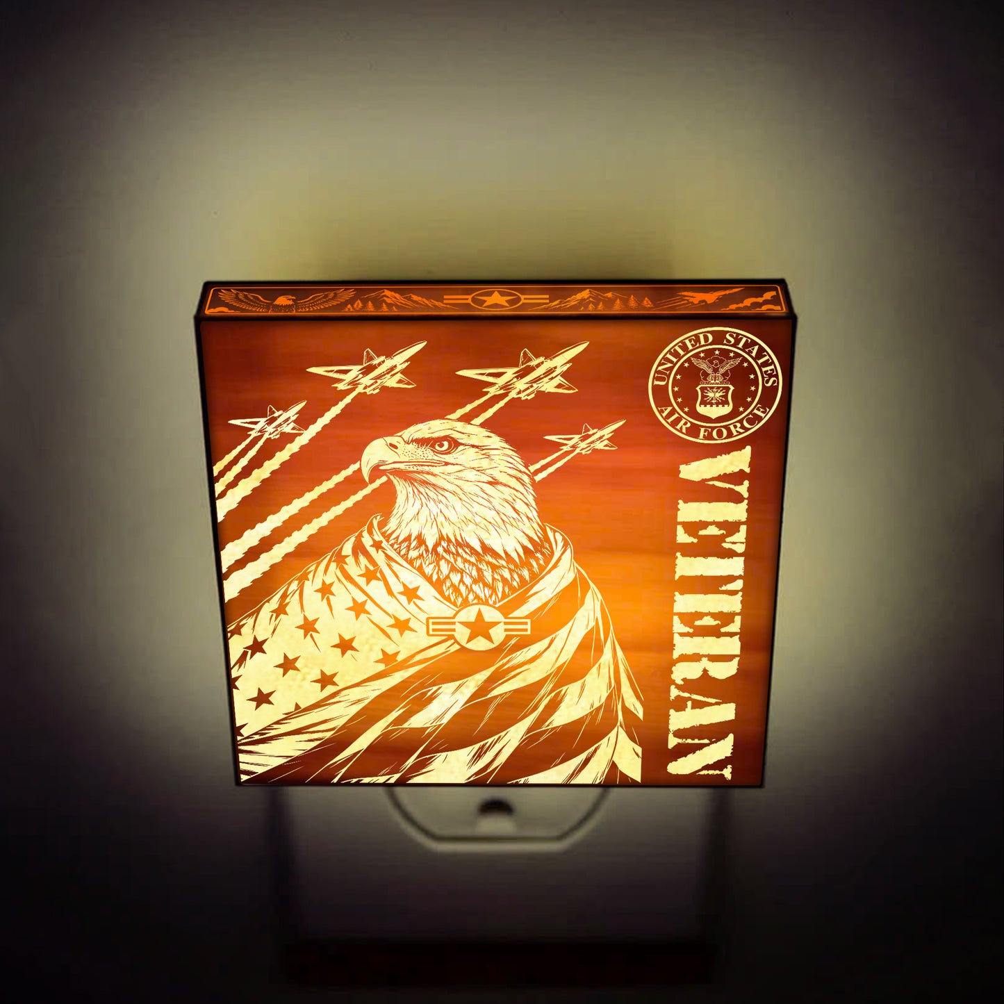 Air Force Veteran | Artistic Engraved Wooden LED Night Light, NLV0031