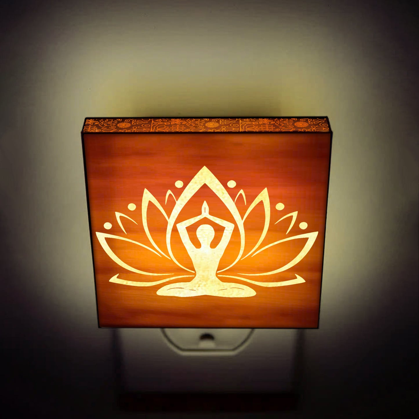 Lotus Peace Yoga Lover Engraved Wooden LED Night Light - NLYG0006