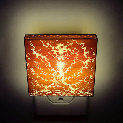 Jesus in Prayer Artisan Engraved Wooden LED Night Light - NLG0015