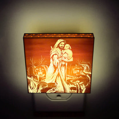 The Good Shepherd Engraved Wooden LED Night Light - NLG0018