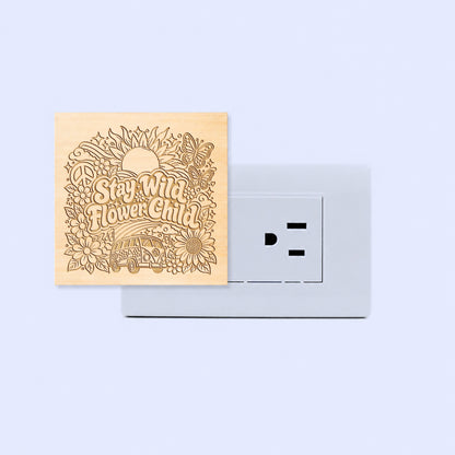 Stay Wild Flower Child | Artistic Engraved Wooden LED Night Light | HP0003
