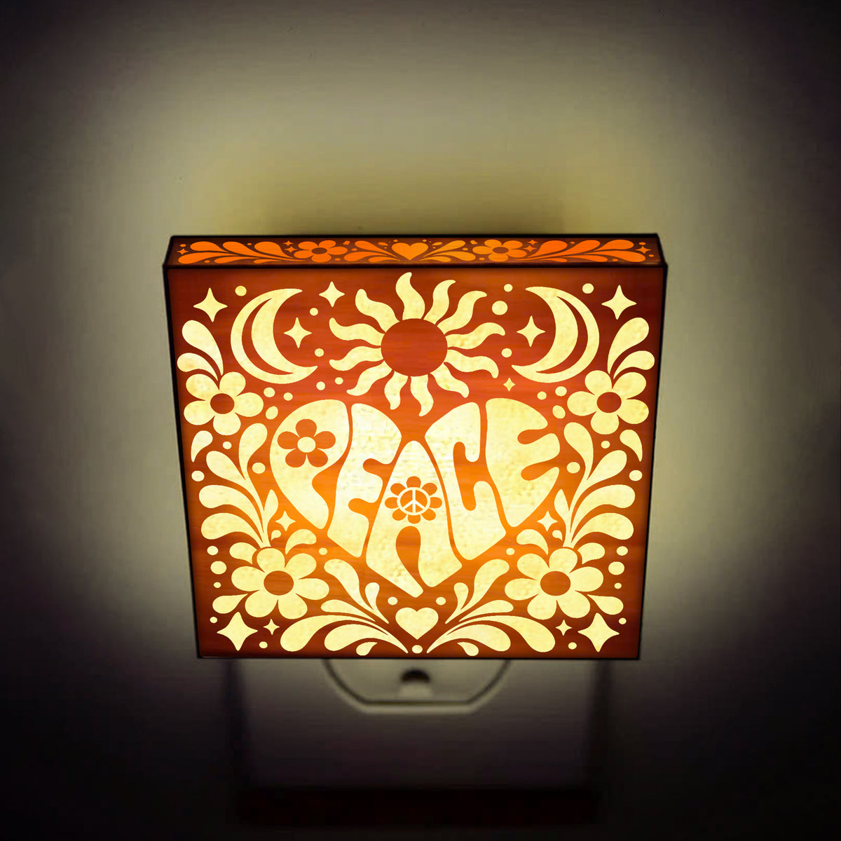 PEACE, Artistic Engraved Wooden LED Night Light, PH0015