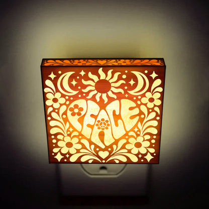 PEACE, Artistic Engraved Wooden LED Night Light, PH0015