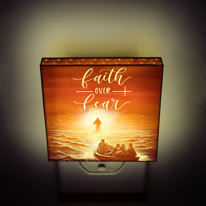 Faith Over Fear Engraved Wooden LED Night Light - NLG0020