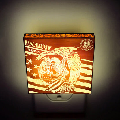 Army Veteran | All Gave Some - Some Gave All | Artistic Engraved Wooden LED Night Light, NLV0026A