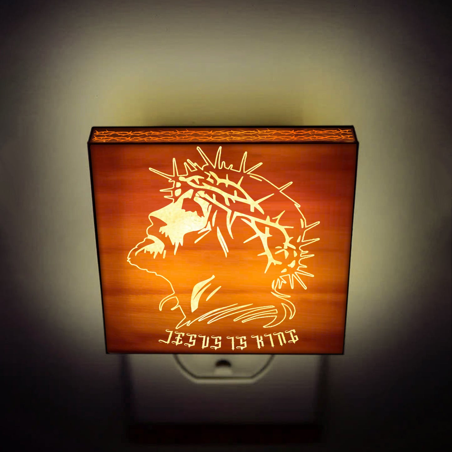 Jesus is King Artisan Engraved Wooden LED Night Light - NLG0012