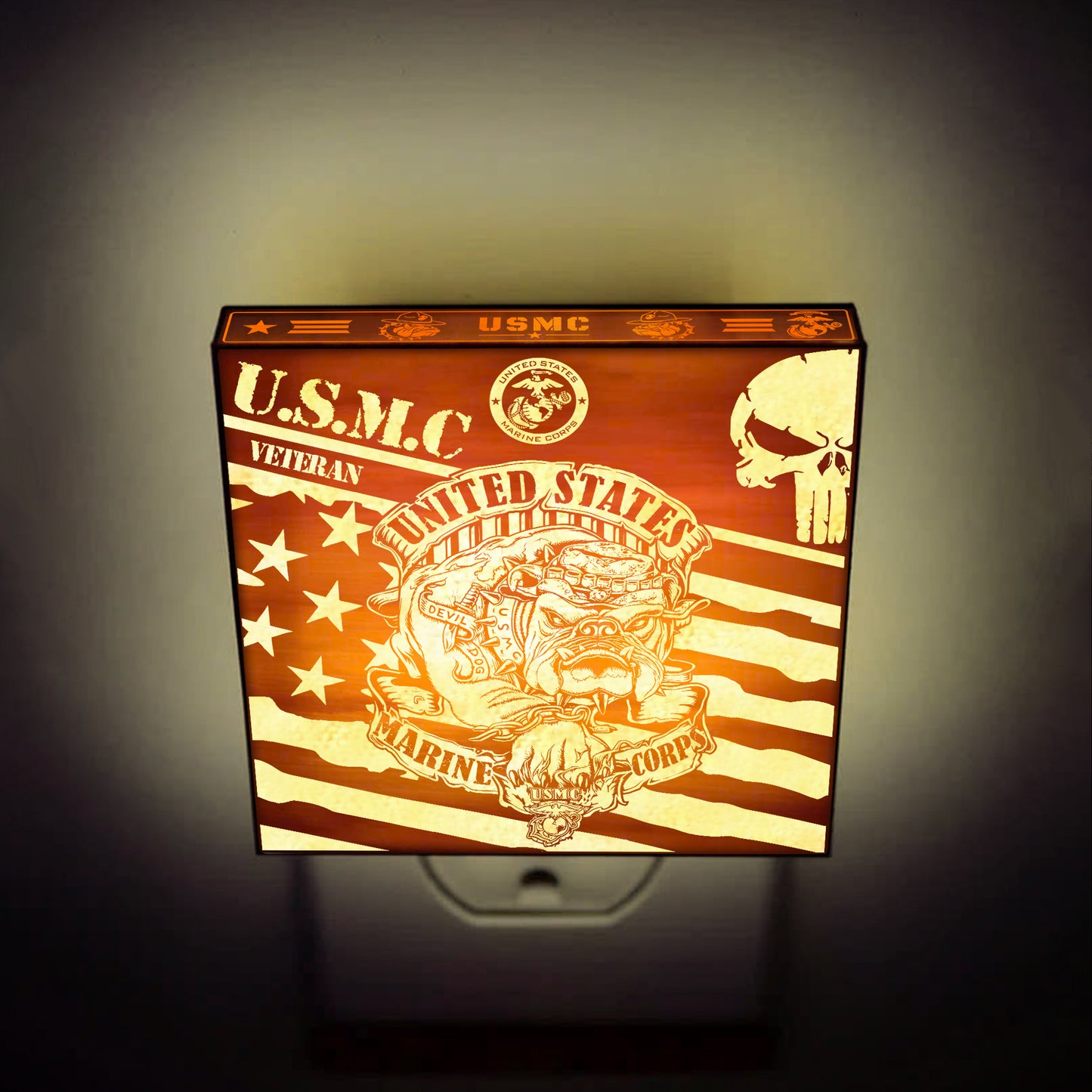 Marine Veteran | Special Edition | Artistic Engraved Wooden LED Night Light, NLV0029