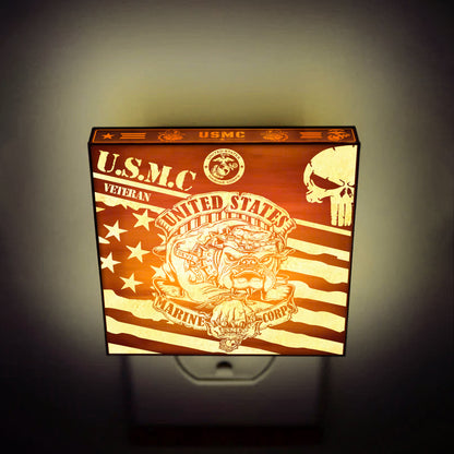 Marine Veteran | Special Edition | Artistic Engraved Wooden LED Night Light, NLV0029