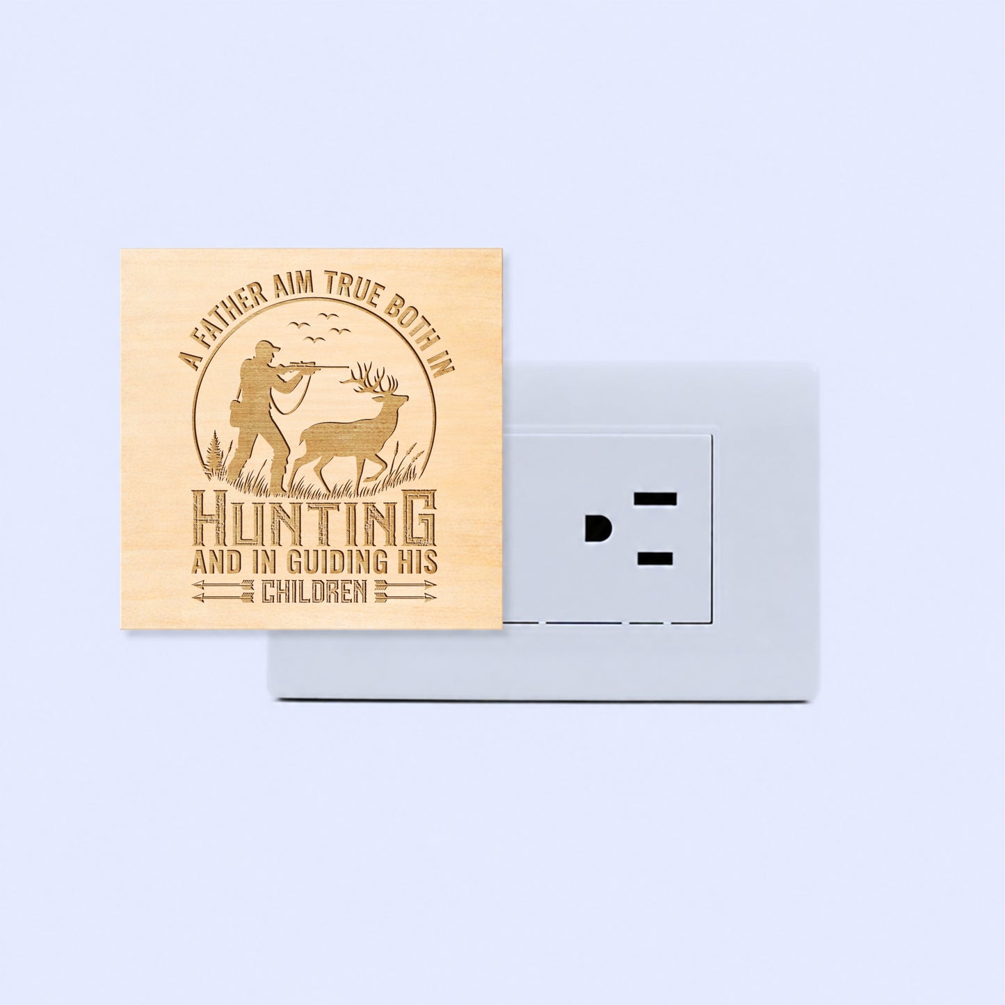 A Father Aim True Both In Hunting Engraved Wooden LED Night Light - NLDH0010