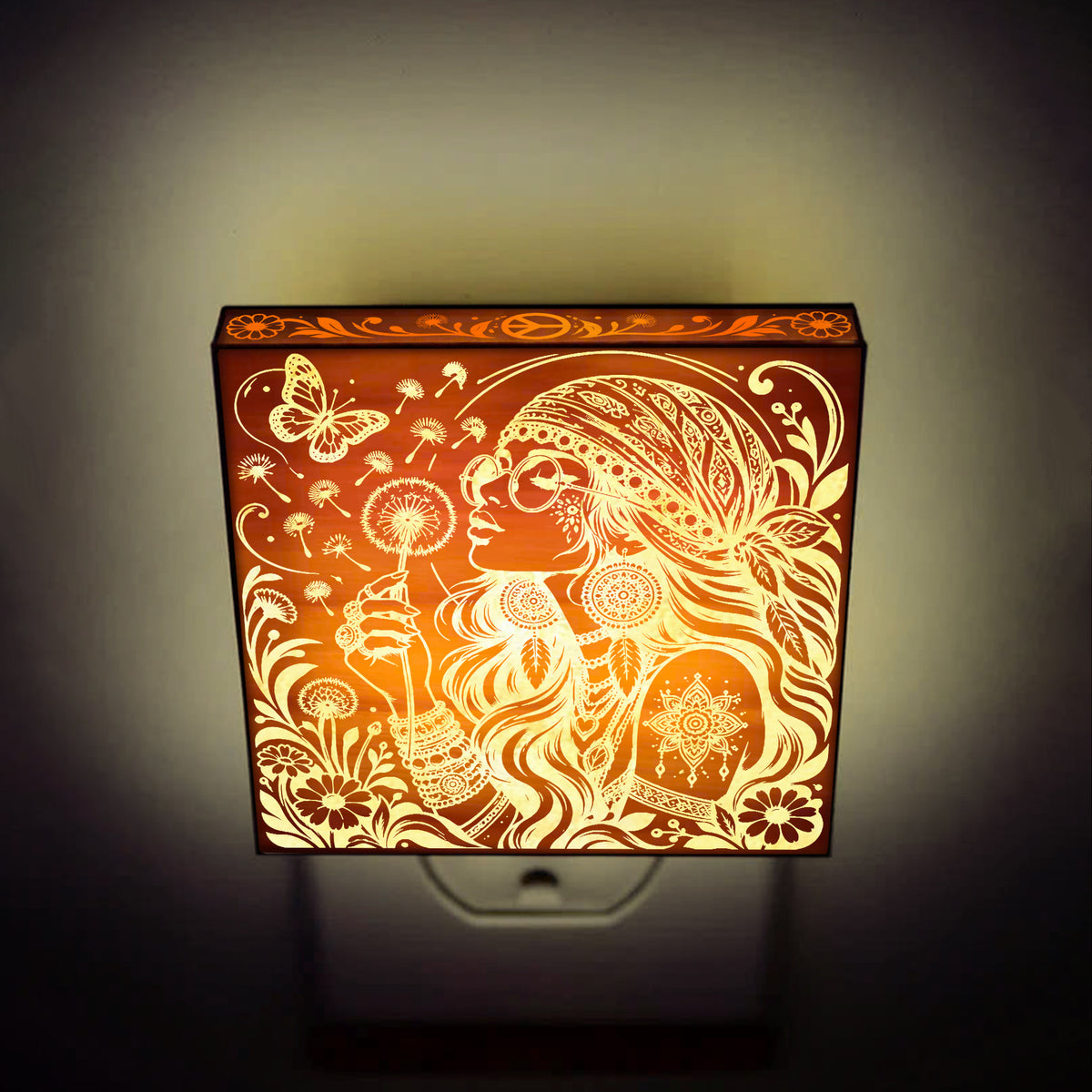 Free Spirit, Artistic Engraved Wooden LED Night Light, PH0028