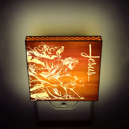 The Good Shepherd Engraved Wooden LED Night Light - NLG0008