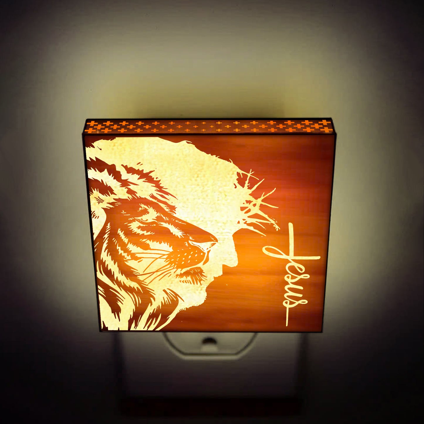 Lion of Judah Engraved Wooden LED Night Light - NLG0009