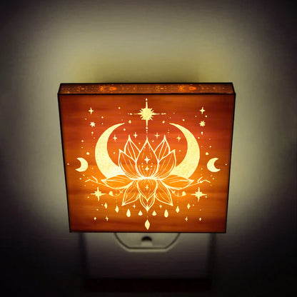 Celestial Lotus Yoga Lover Engraved Wooden LED Night Light - NLYG0007