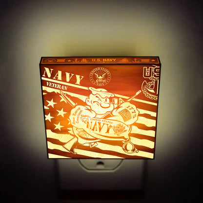 Navy Veteran | Special Edition | Artistic Engraved Wooden LED Night Light, NLV0028