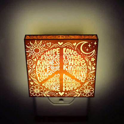 HOPE • PEACE • LOVE • KINDNESS – Hippie Wooden Night Light, PH0020