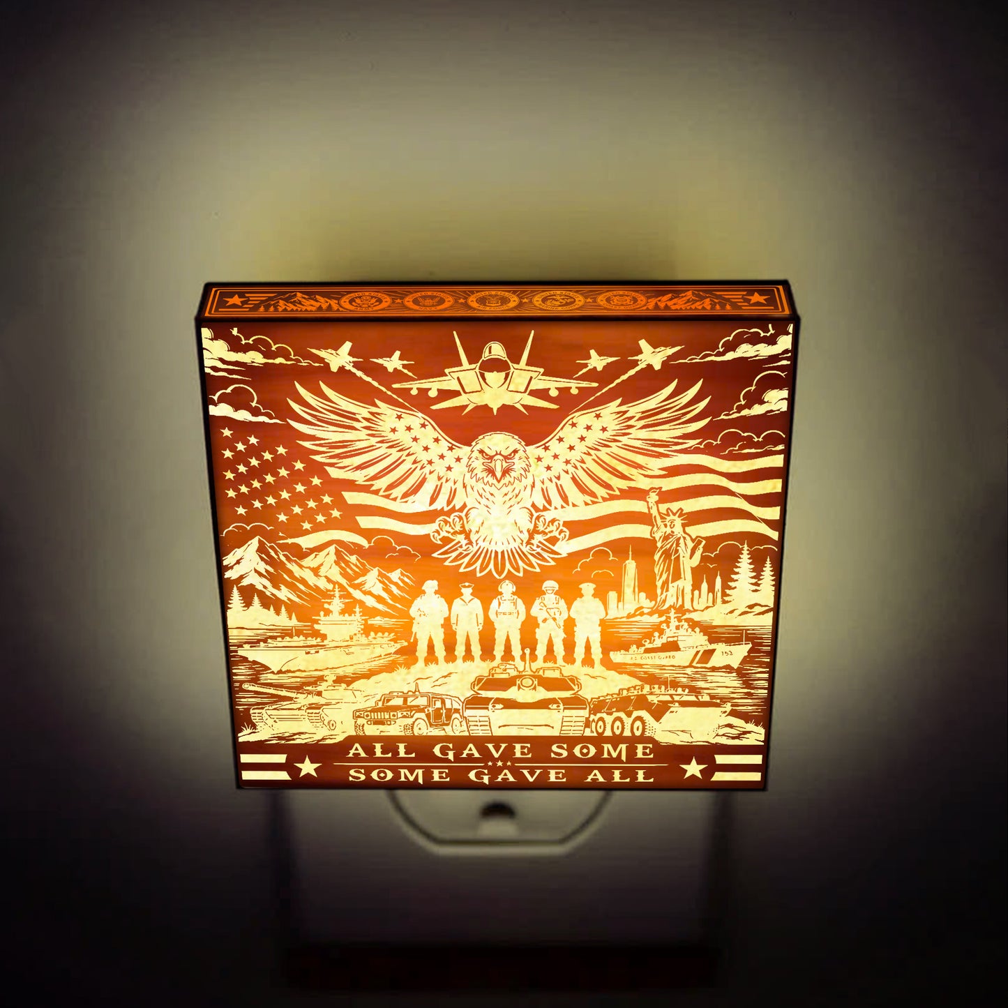 All Gave Some - Some Gave All | Artistic Engraved Wooden LED Night Light, NLV0037