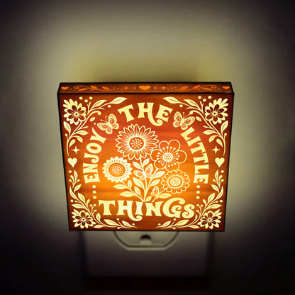 Enjoy The Little Things, Artistic Engraved Wooden LED Night Light, PH0024