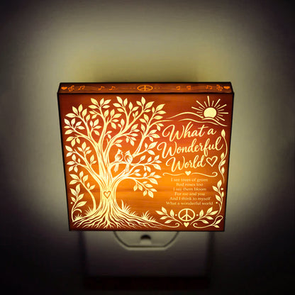 A Wonderful World – Cardinal & Love, Artistic Engraved Wooden LED Night Light, PH0023