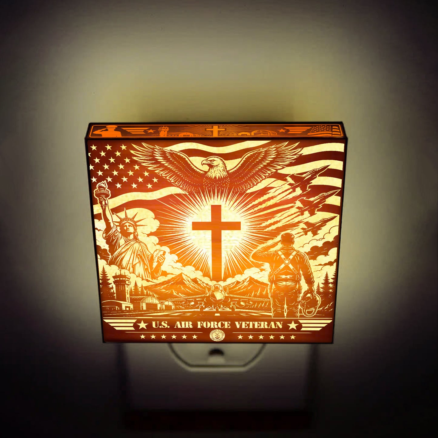Air Force Veteran | Special Edition | Artistic Engraved Wooden LED Night Light, NLV0035
