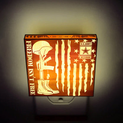 Army Veteran | Freedom Isn't Free | Artistic Engraved Wooden LED Night Light, NLV0032