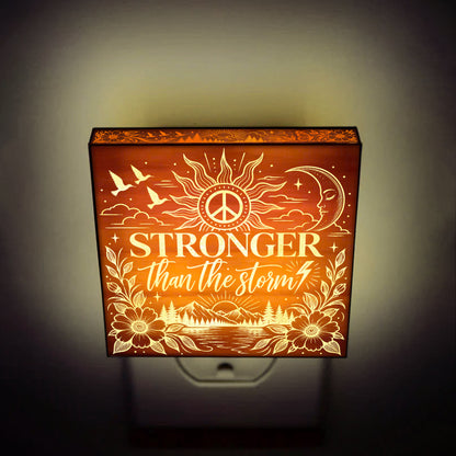STRONGER Than The Storm, Artistic Engraved Wooden LED Night Light, PH0019