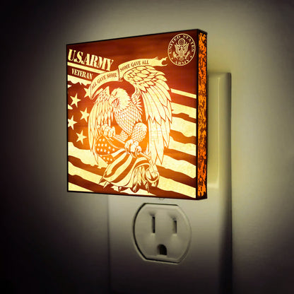 Army Veteran | All Gave Some - Some Gave All | Artistic Engraved Wooden LED Night Light, NLV0026A
