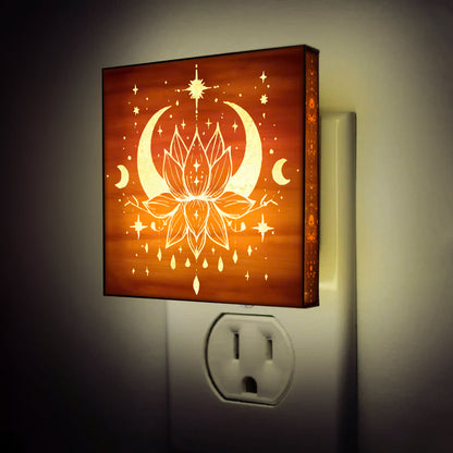 Celestial Lotus Yoga Lover Engraved Wooden LED Night Light - NLYG0007