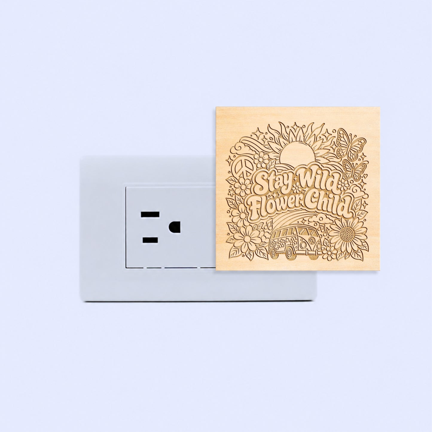 Stay Wild Flower Child | Artistic Engraved Wooden LED Night Light | HP0003