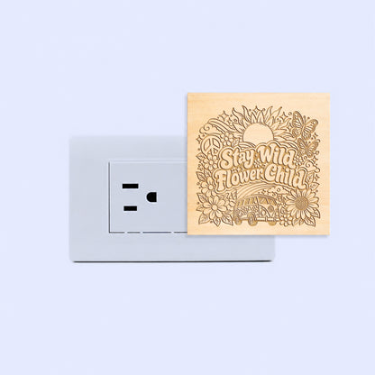 Stay Wild Flower Child | Artistic Engraved Wooden LED Night Light | HP0003