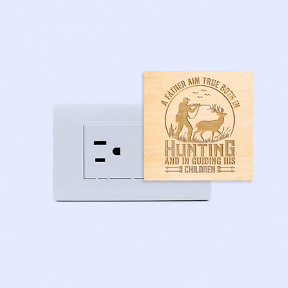 A Father Aim True Both In Hunting Engraved Wooden LED Night Light - NLDH0010