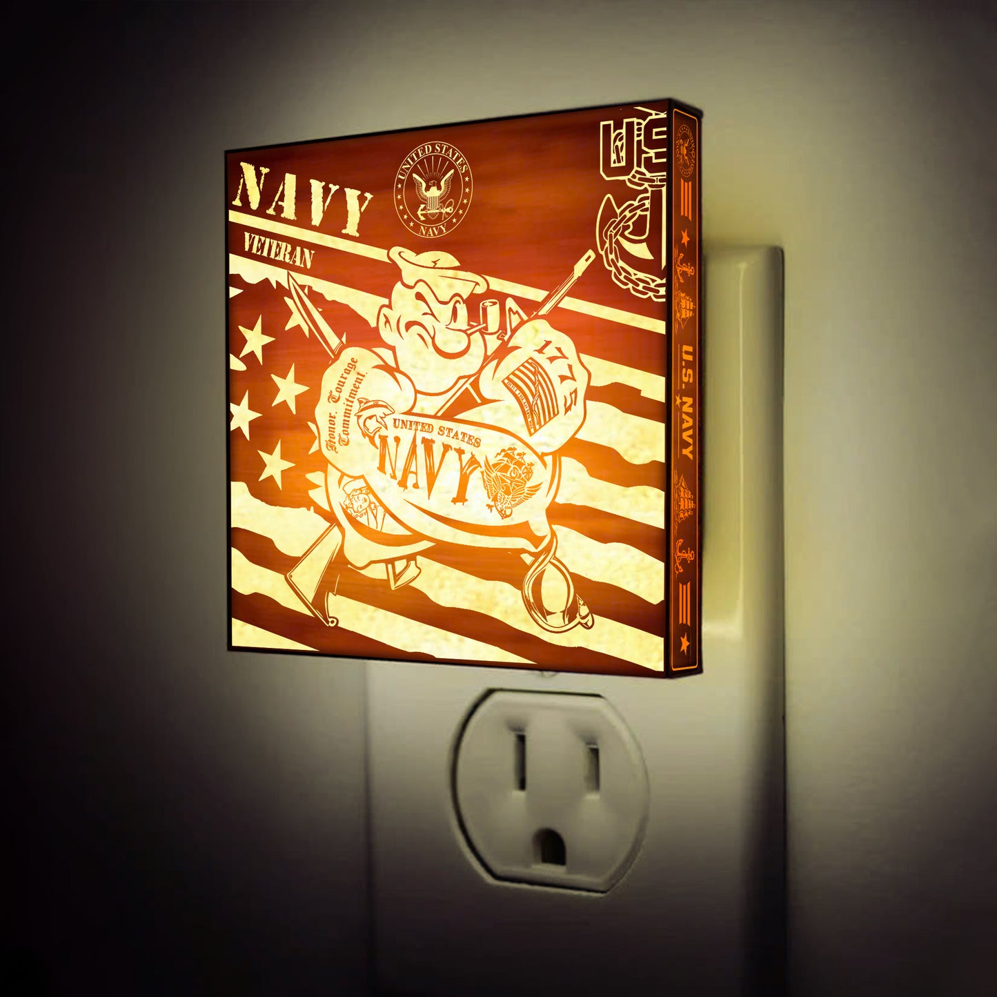 Navy Veteran | Special Edition | Artistic Engraved Wooden LED Night Light, NLV0028