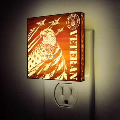 Air Force Veteran | Artistic Engraved Wooden LED Night Light, NLV0031