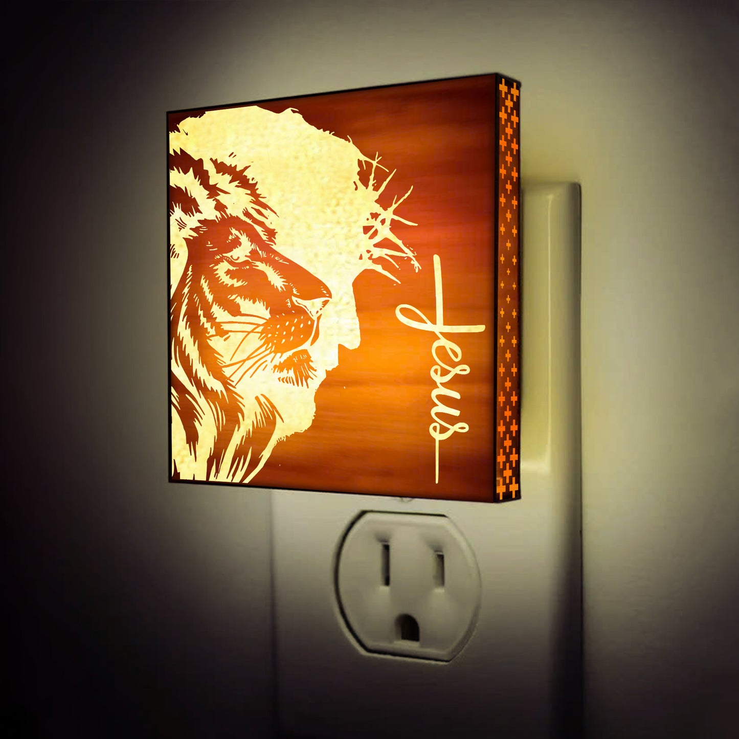 Lion of Judah Engraved Wooden LED Night Light - NLG0009