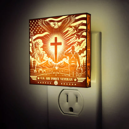 Air Force Veteran | Special Edition | Artistic Engraved Wooden LED Night Light, NLV0035