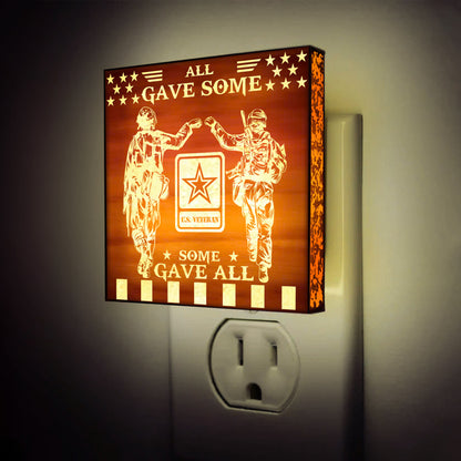 Army Veteran | All Gave Some - Some Gave All | Artistic Engraved Wooden LED Night Light, NLV0021