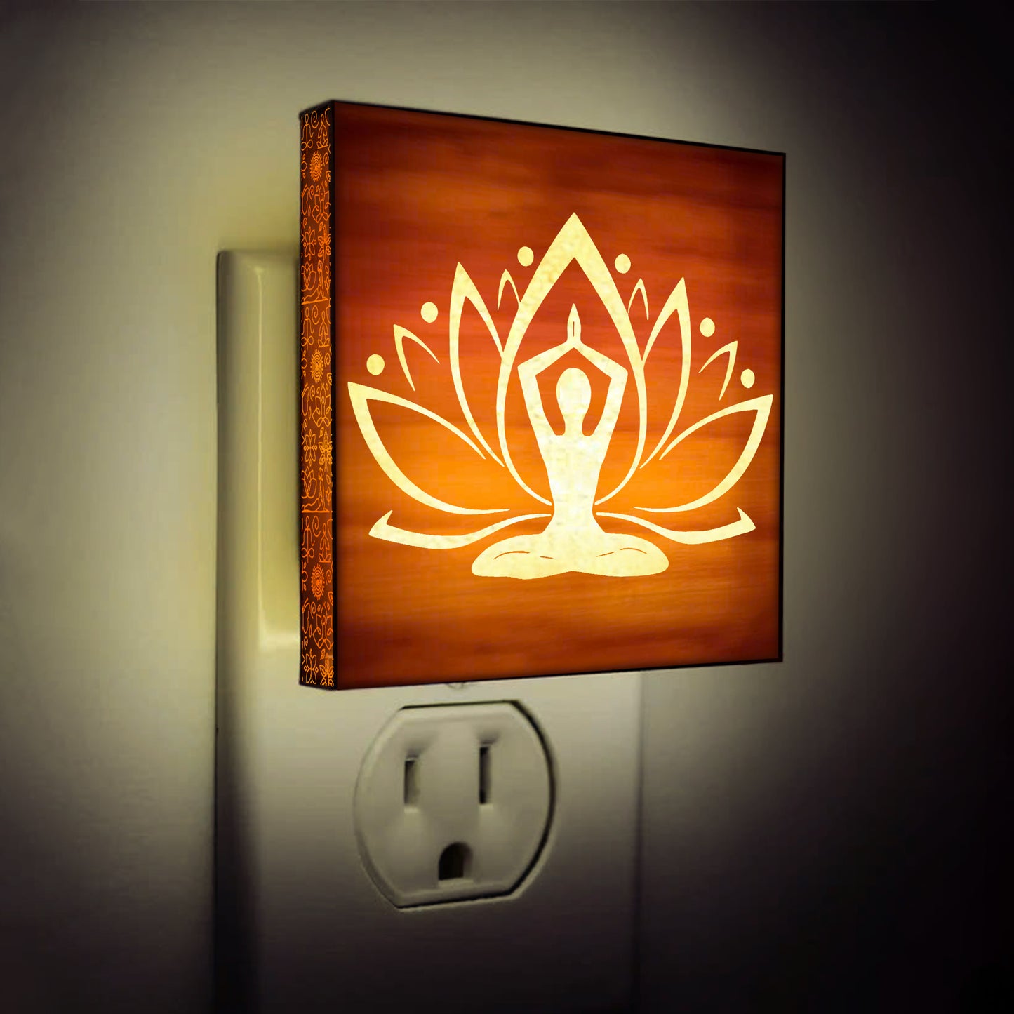 Lotus Peace Yoga Lover Engraved Wooden LED Night Light - NLYG0006