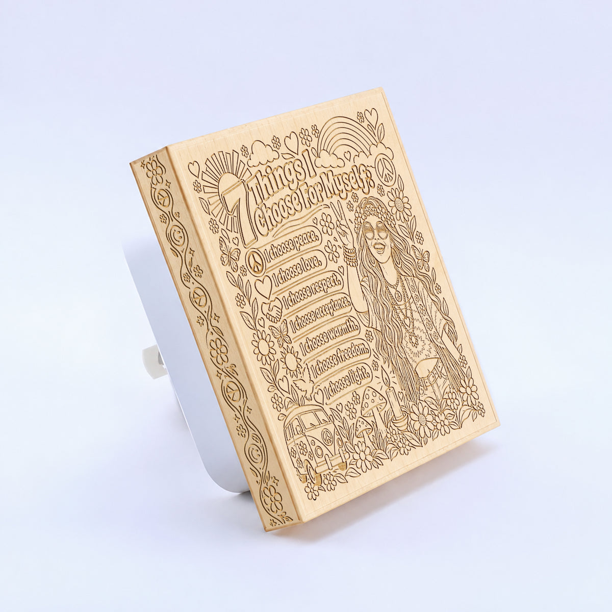 7 Things I Choose For Myself | Artistic Engraved Wooden LED Night Light | HP0018