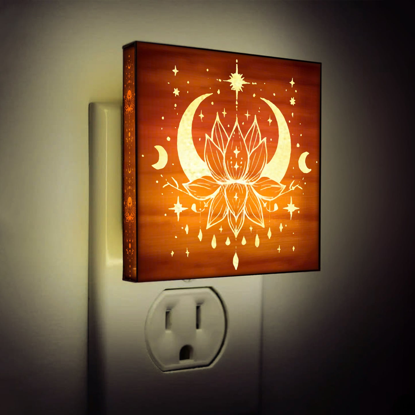 Celestial Lotus Yoga Lover Engraved Wooden LED Night Light - NLYG0007