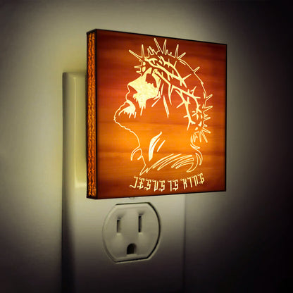 Jesus is King Artisan Engraved Wooden LED Night Light - NLG0012
