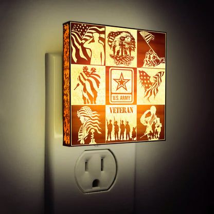 Army Veteran | Artistic Engraved Wooden LED Night Light, NLV0020