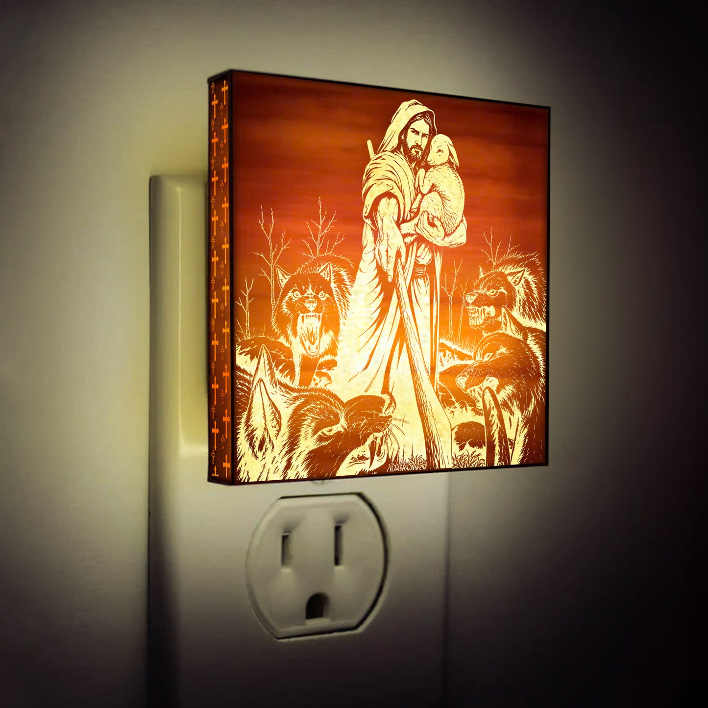 The Good Shepherd Engraved Wooden LED Night Light - NLG0018