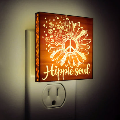 Hippie Soul, Artistic Engraved Wooden LED Night Light, PH0025