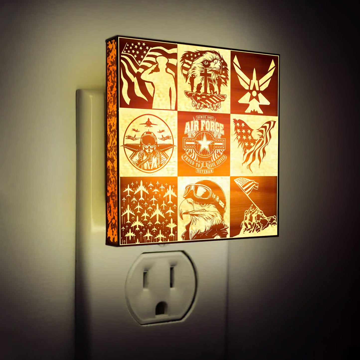 Air Force Veteran | Artistic Engraved Wooden LED Night Light, NLV0022